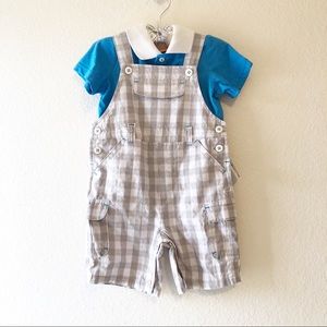 First Impressions | Boys Gingham Overall and Shirt